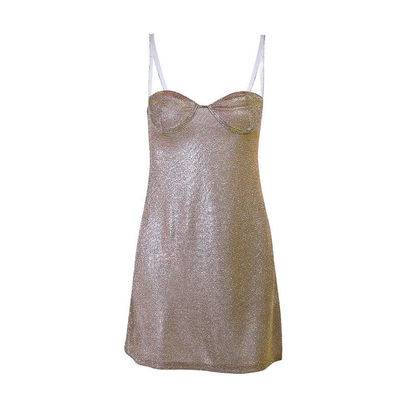 Vestido mini Honey en color arena diamante