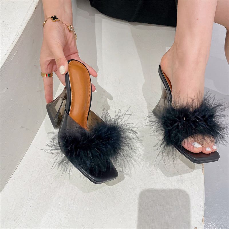 Meadow Feather Square Toe Heels