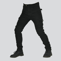 Winter black men's biker jeans