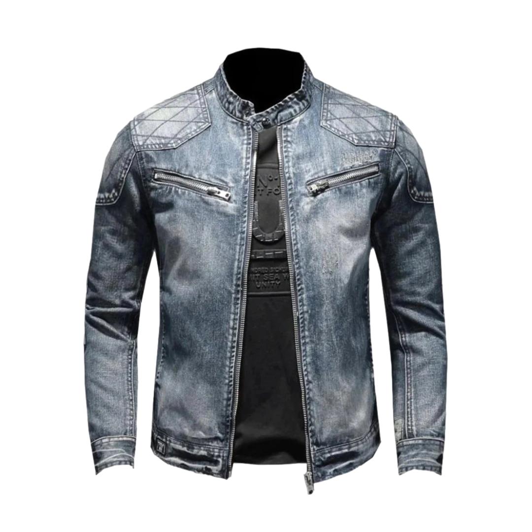 Winter vintage biker denim jacket