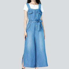 Wide-leg women's denim dungaree