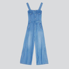 Wide-leg women's denim dungaree