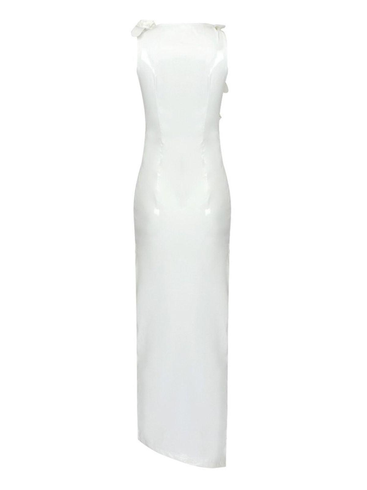 Hecate Cutout Latex Split Maxi Dress In White