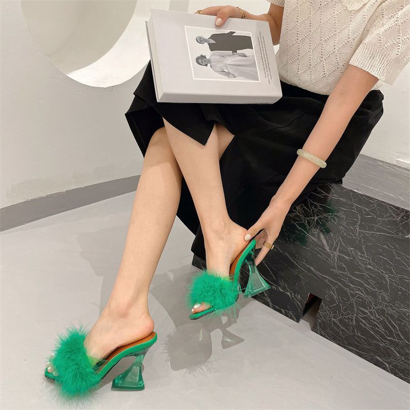 Meadow Feather Square Toe Heels