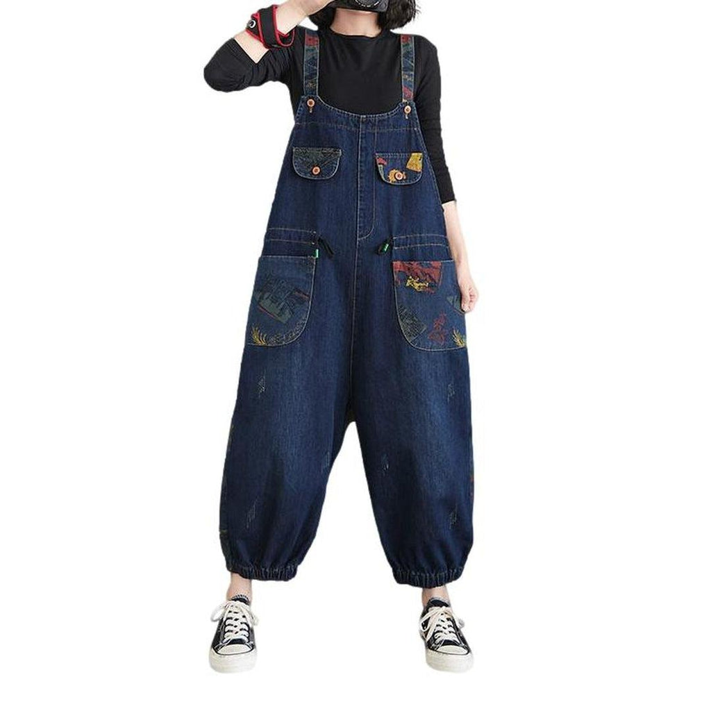 Damen Jeans-Overall mit Kordelzug