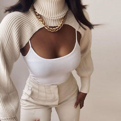Romana Knitted Turtleneck Crop Top Sweater