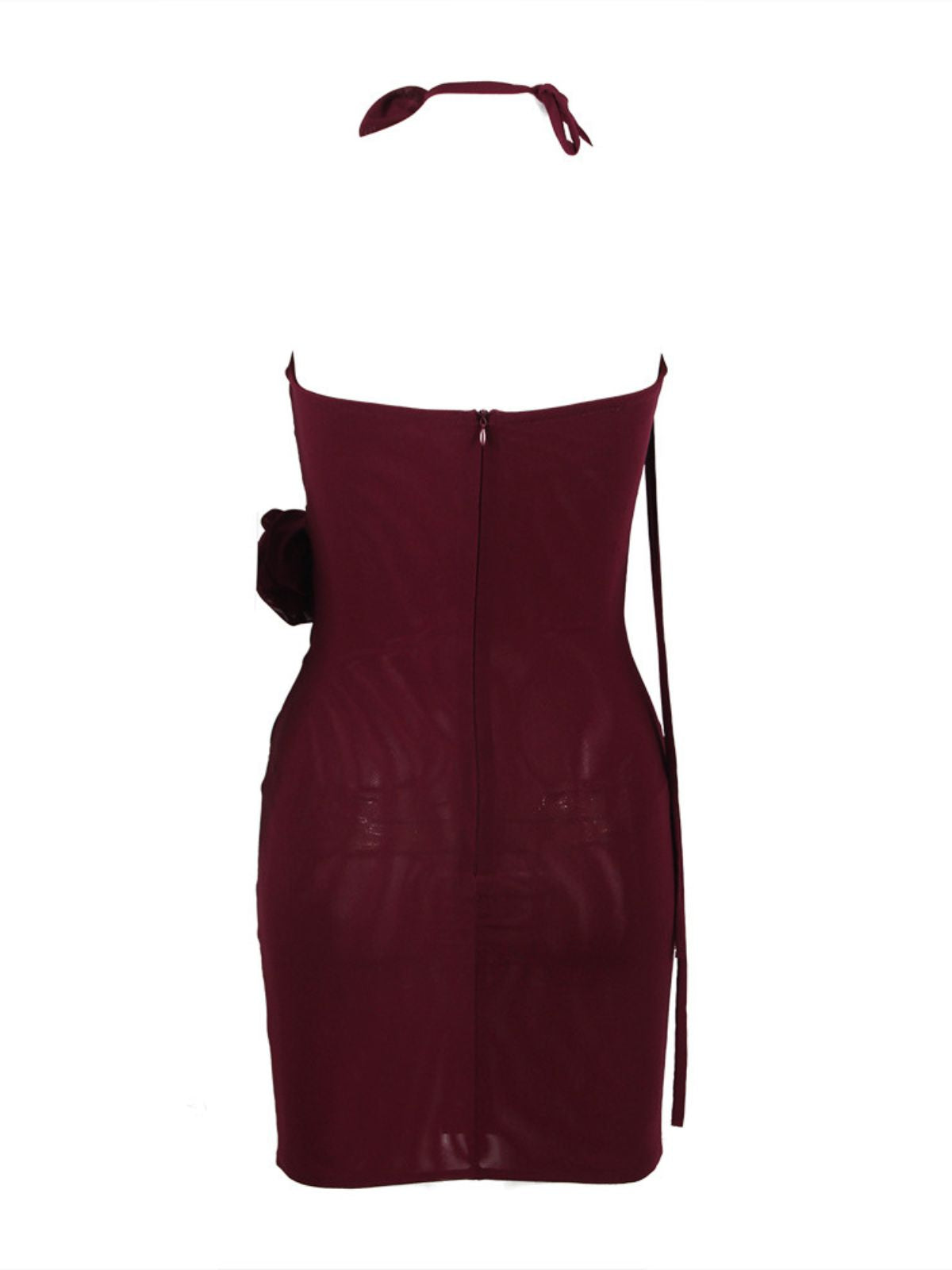 Inara Strapless Mesh Cutout Mini Dress In Wine