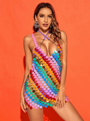 Irene Chainmail Mini Dress in Rainbow