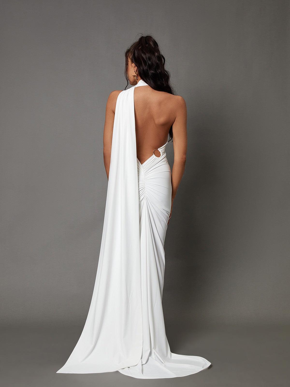 Jade Backless Maxi Dress In White