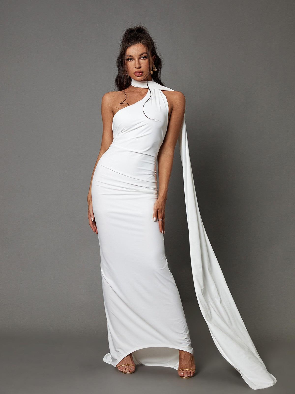 Jade Backless Maxi Dress In White