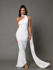 Jade Backless Maxi Dress In White