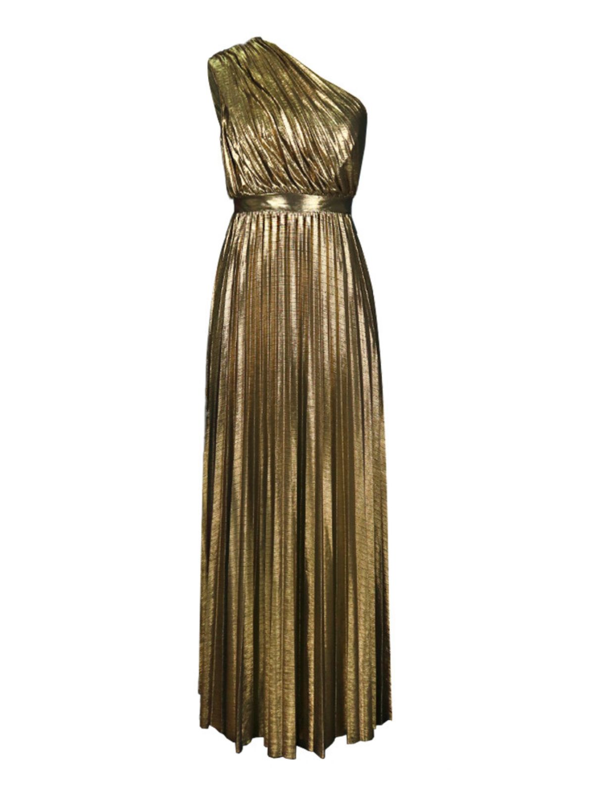 Kaleen – Metallic-Maxikleid mit One-Shoulder-Träger in Gold 