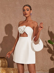 Kinsley Strapless Cutout Mini Dress In White
