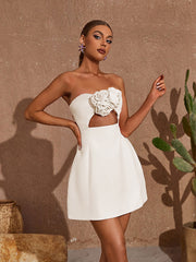 Kinsley Strapless Cutout Mini Dress In White