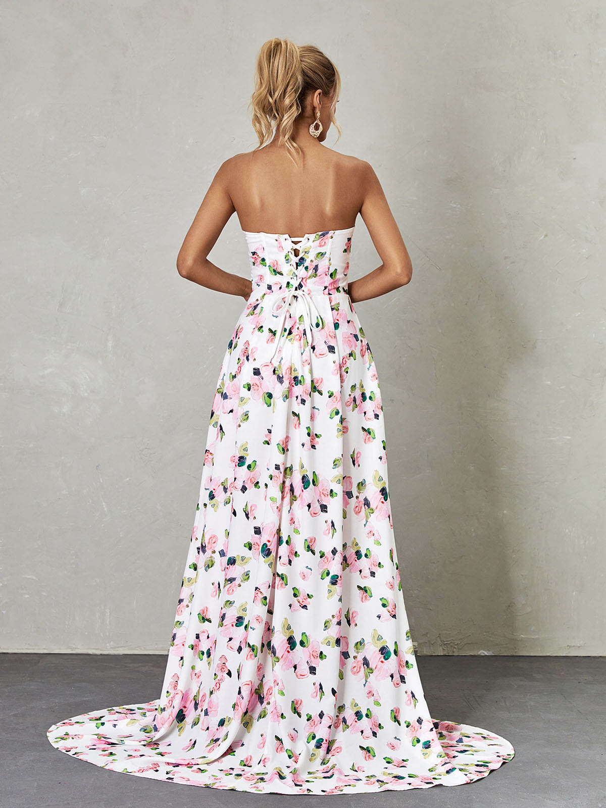 Kizzy Strapless Floral Split Maxi Dress