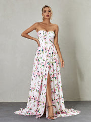 Kizzy Strapless Floral Split Maxi Dress