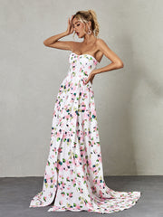 Kizzy Strapless Floral Split Maxi Dress