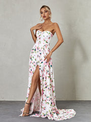 Kizzy Strapless Floral Split Maxi Dress