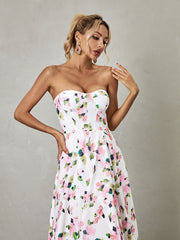 Kizzy Strapless Floral Split Maxi Dress