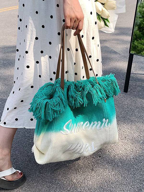 Summer Vibe Tassel Tote Bag