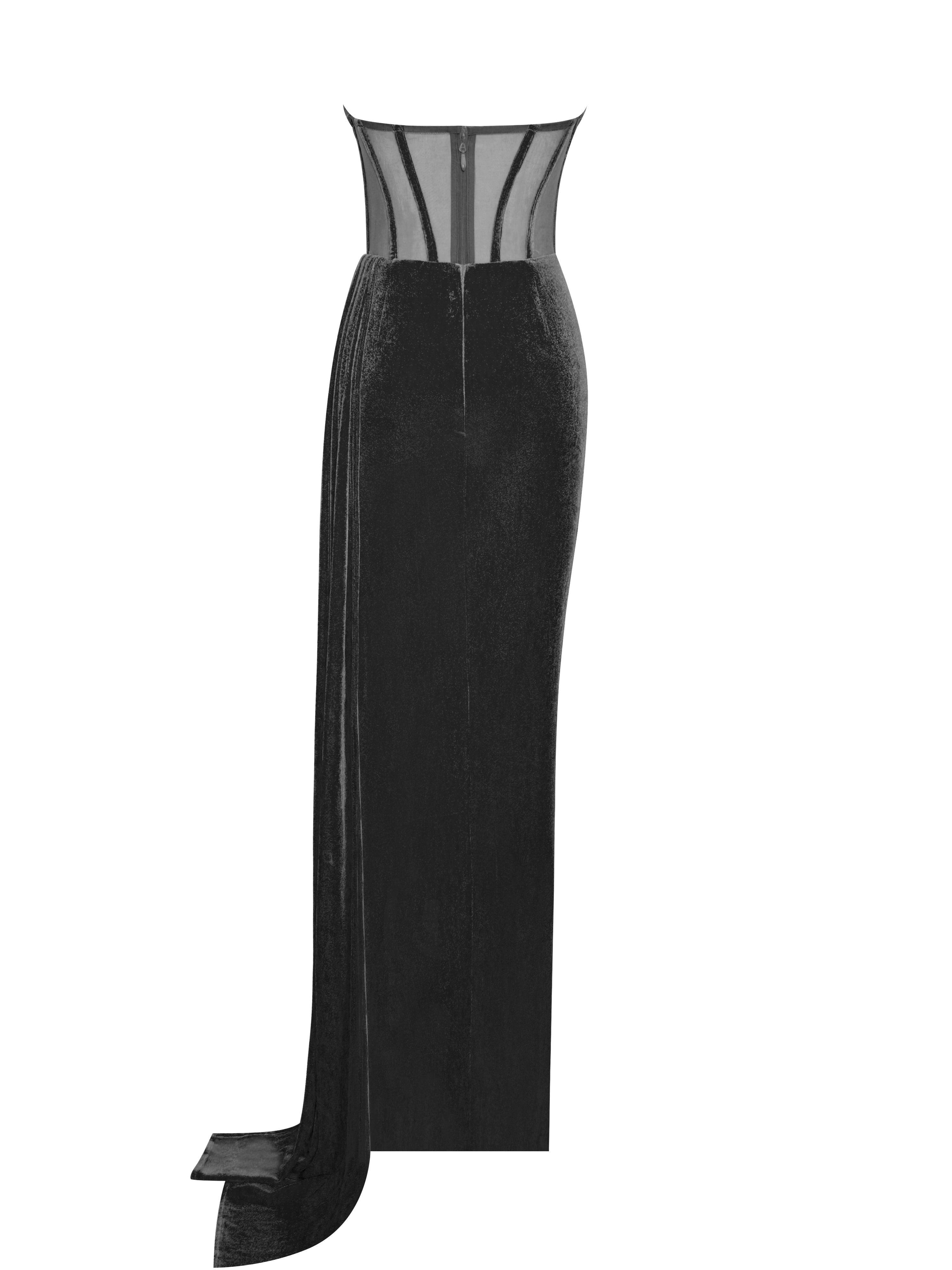 Leilani Corset Split Maxi Dress In Black