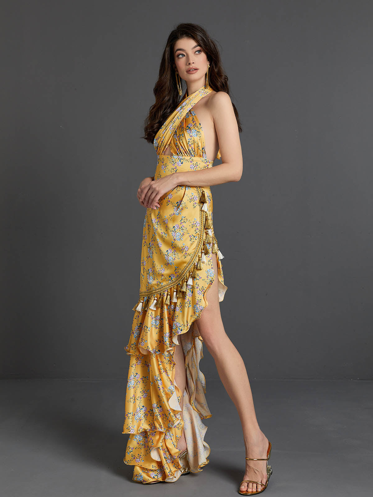 Levana Halterneck Floral Maxi Dress