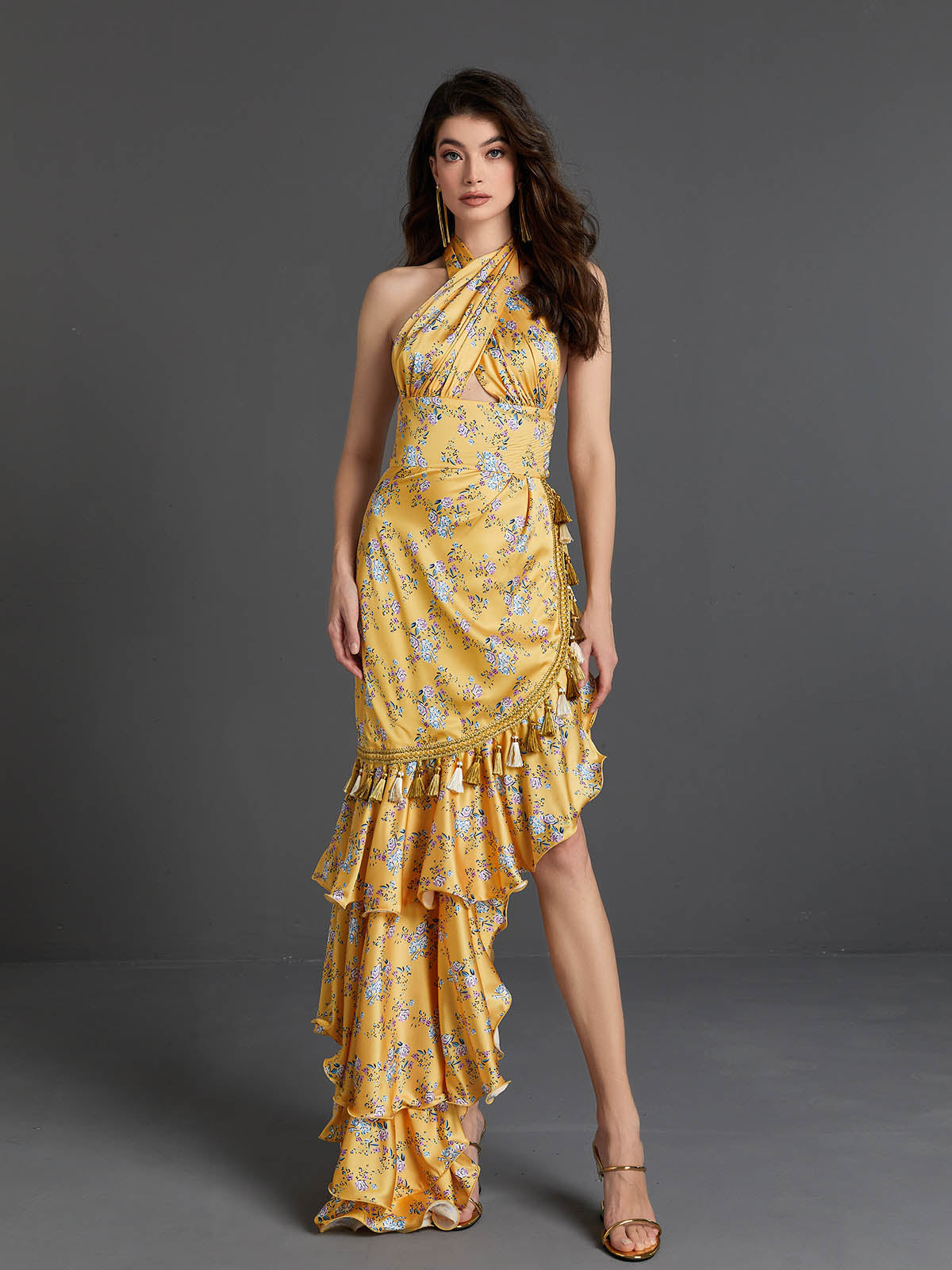 Levana Halterneck Floral Maxi Dress