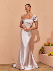 Liberty Satin-Maxikleid mit Rüschen 