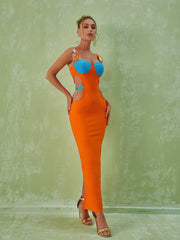 Margaux Embellished Cutout Maxi Dress In Orange