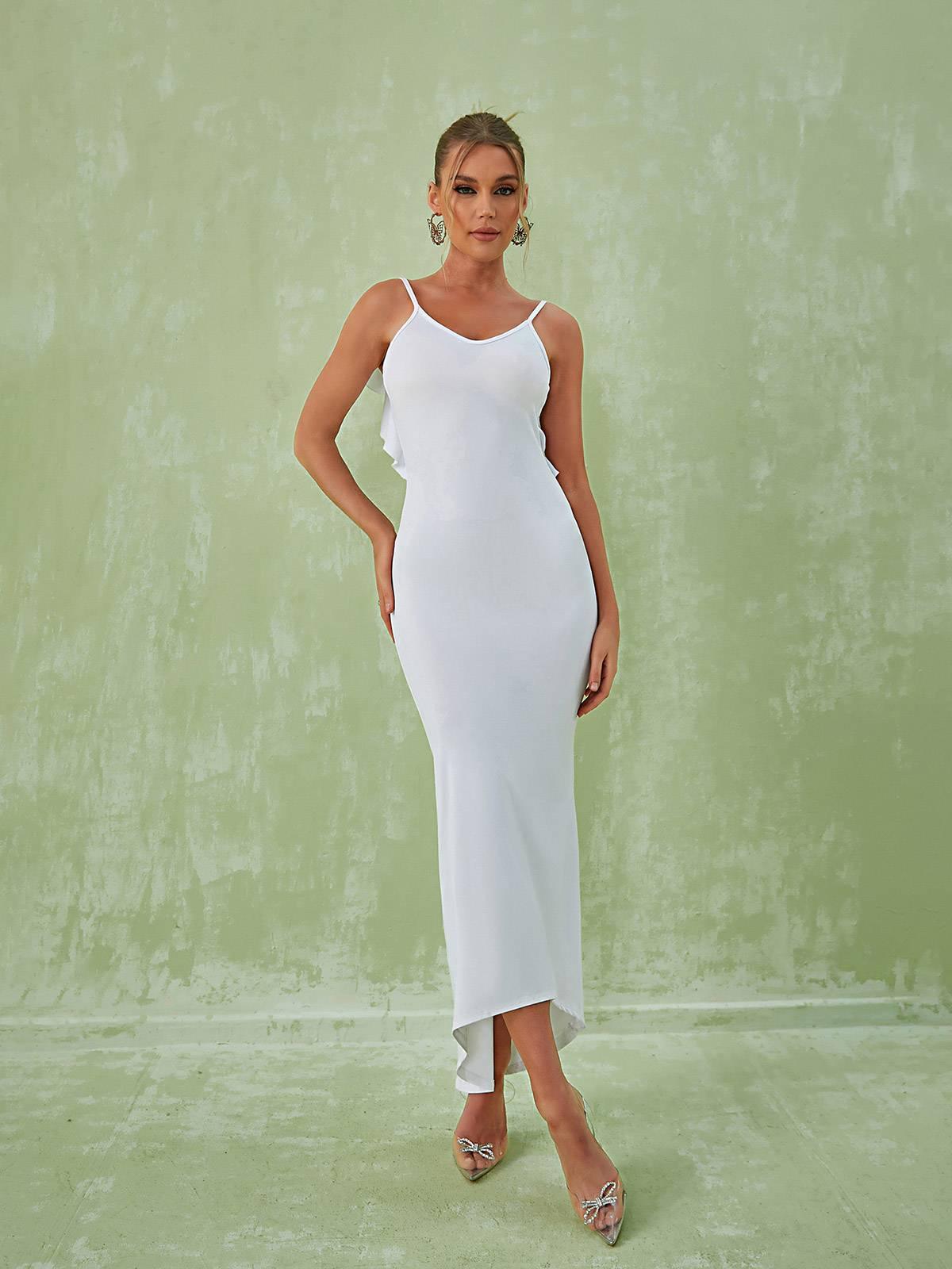 Marzia Backless Maxi Dress In White – Fiel Shop