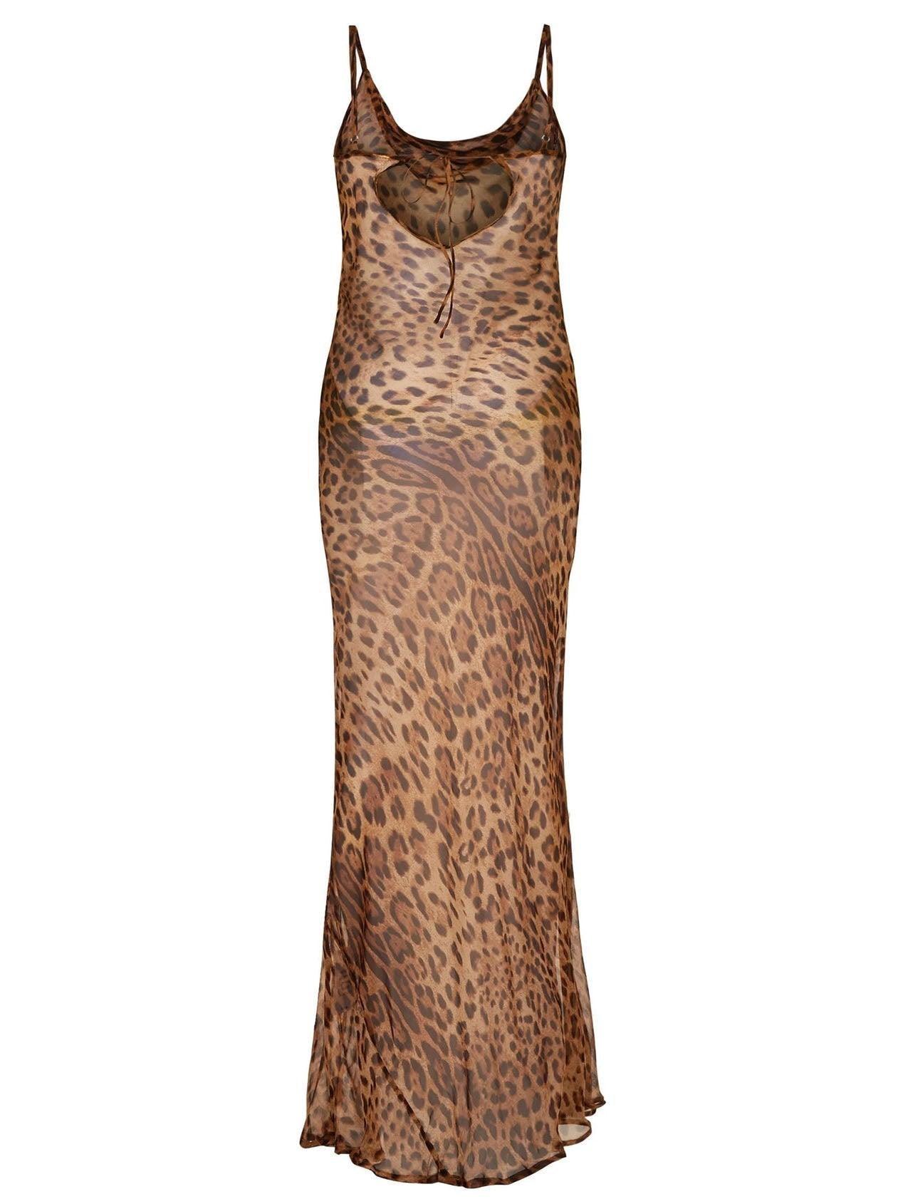 Melany Leopard Print Spaghetti Maxi Dress