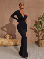 Meliora One Shoulder Backless Maxi Dress In Black