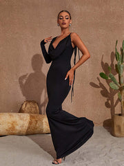 Meliora One Shoulder Backless Maxi Dress In Black