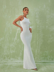 Meliora One Shoulder Backless Maxi Dress In White
