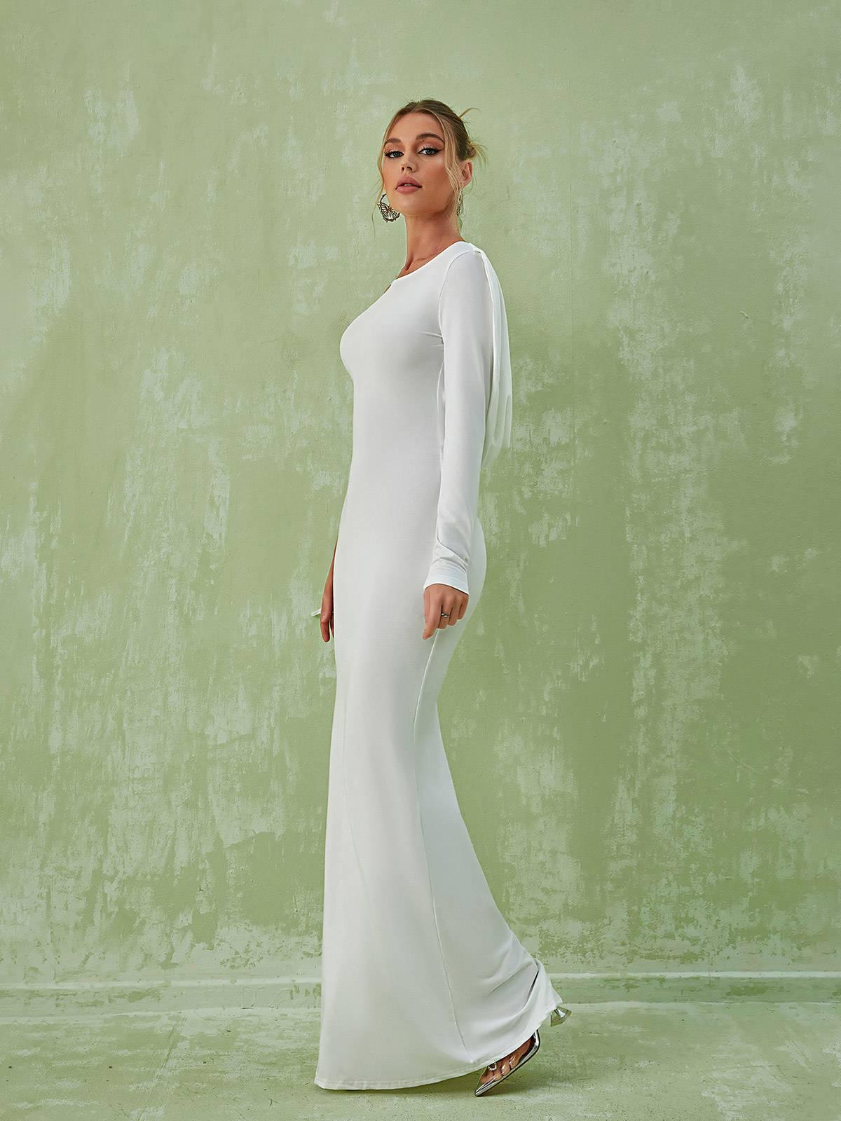 Meliora One Shoulder Backless Maxi Dress In White