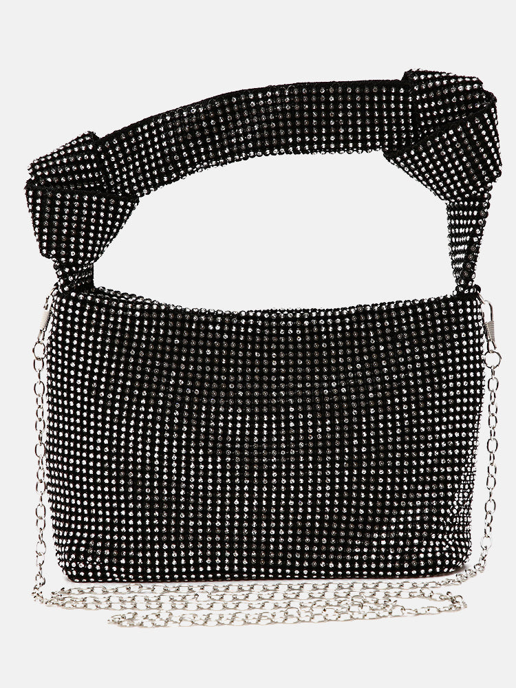 Rhinestone Decor Knot Square Bag