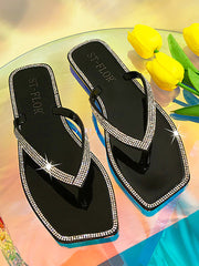 Flip-Flop-Hausschuhe mit Strass-Dekor