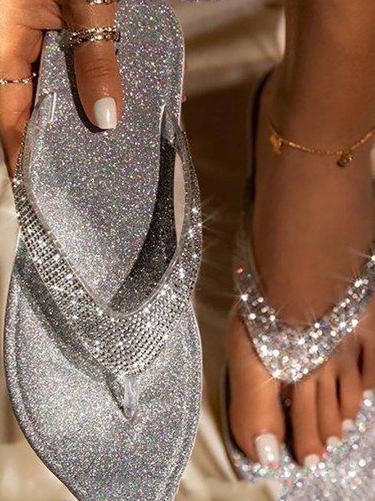 Flip-Flops mit Strass-Pailletten