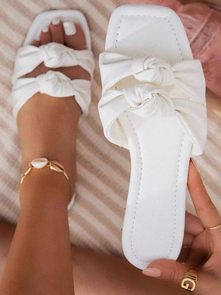 Double Bow Flat Slippers
