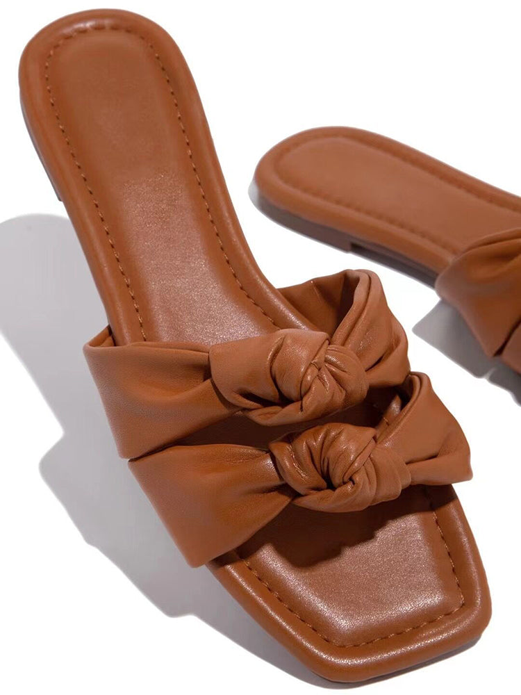 Double Bow Flat Slippers