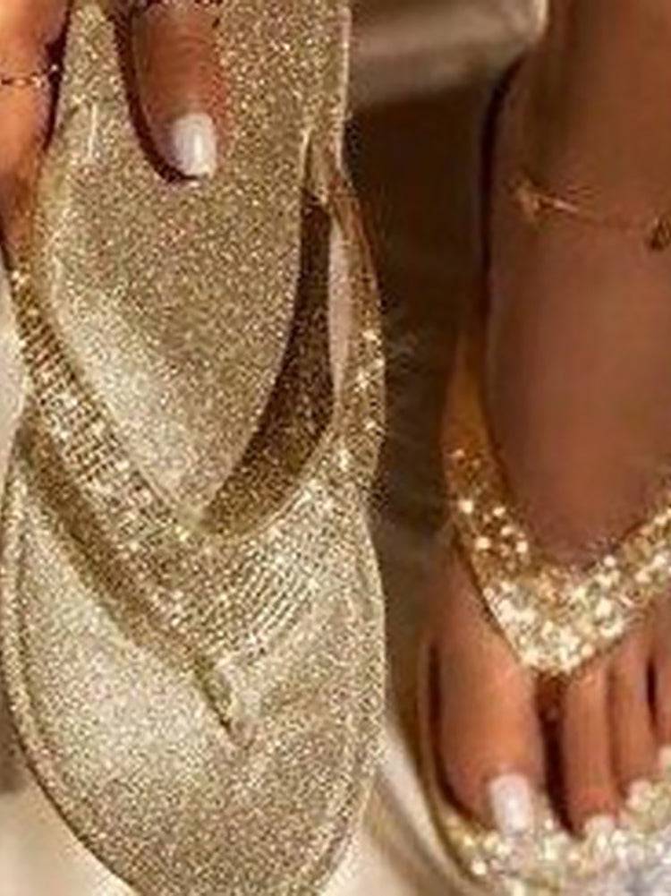 Chanclas con lentejuelas y diamantes de imitación