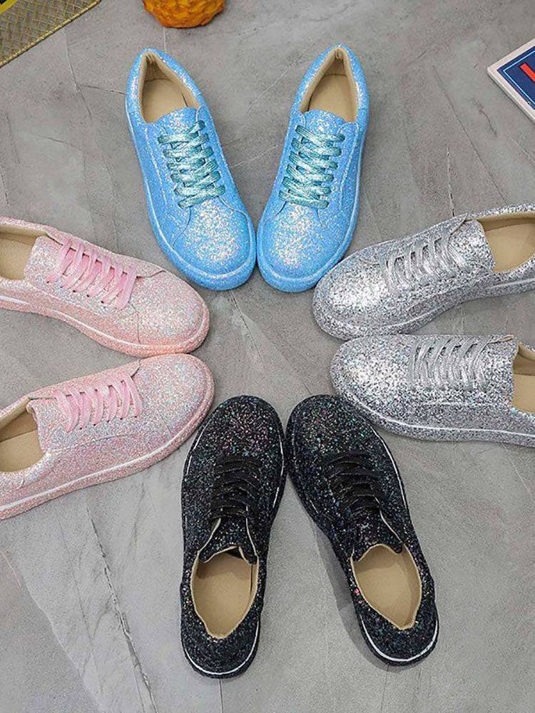 Sequins Lace Up Sneakers