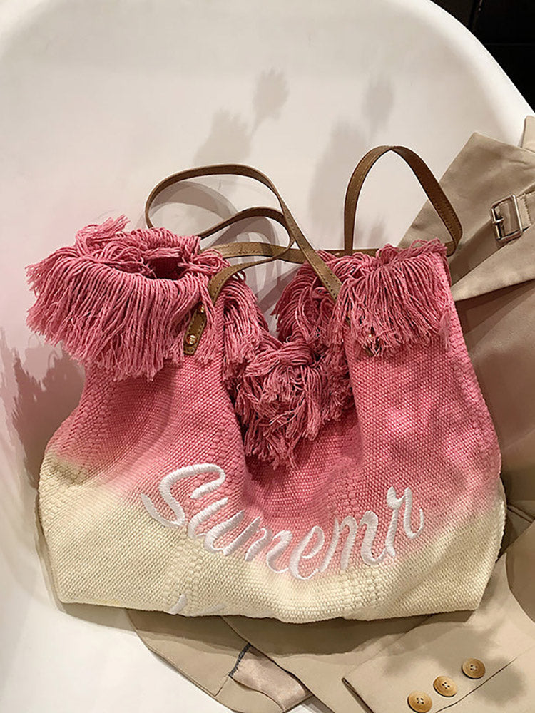 Summer Vibe Tassel Tote Bag