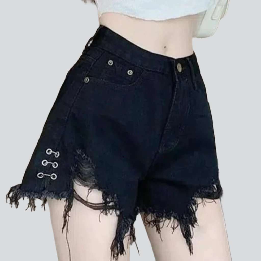 Shorts vaqueros anchos desgastados para mujer