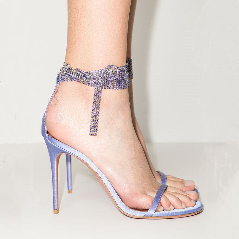 Gossip Girls Crystal-Embellished Ankle Strap Sandals