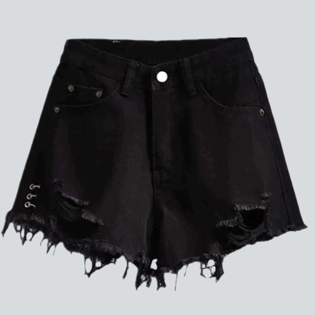 Shorts vaqueros anchos desgastados para mujer