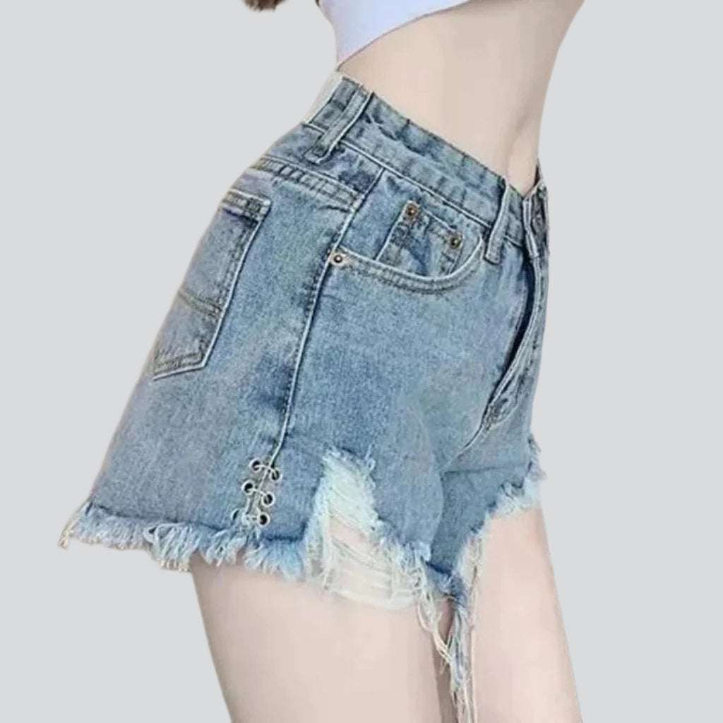 Shorts vaqueros anchos desgastados para mujer