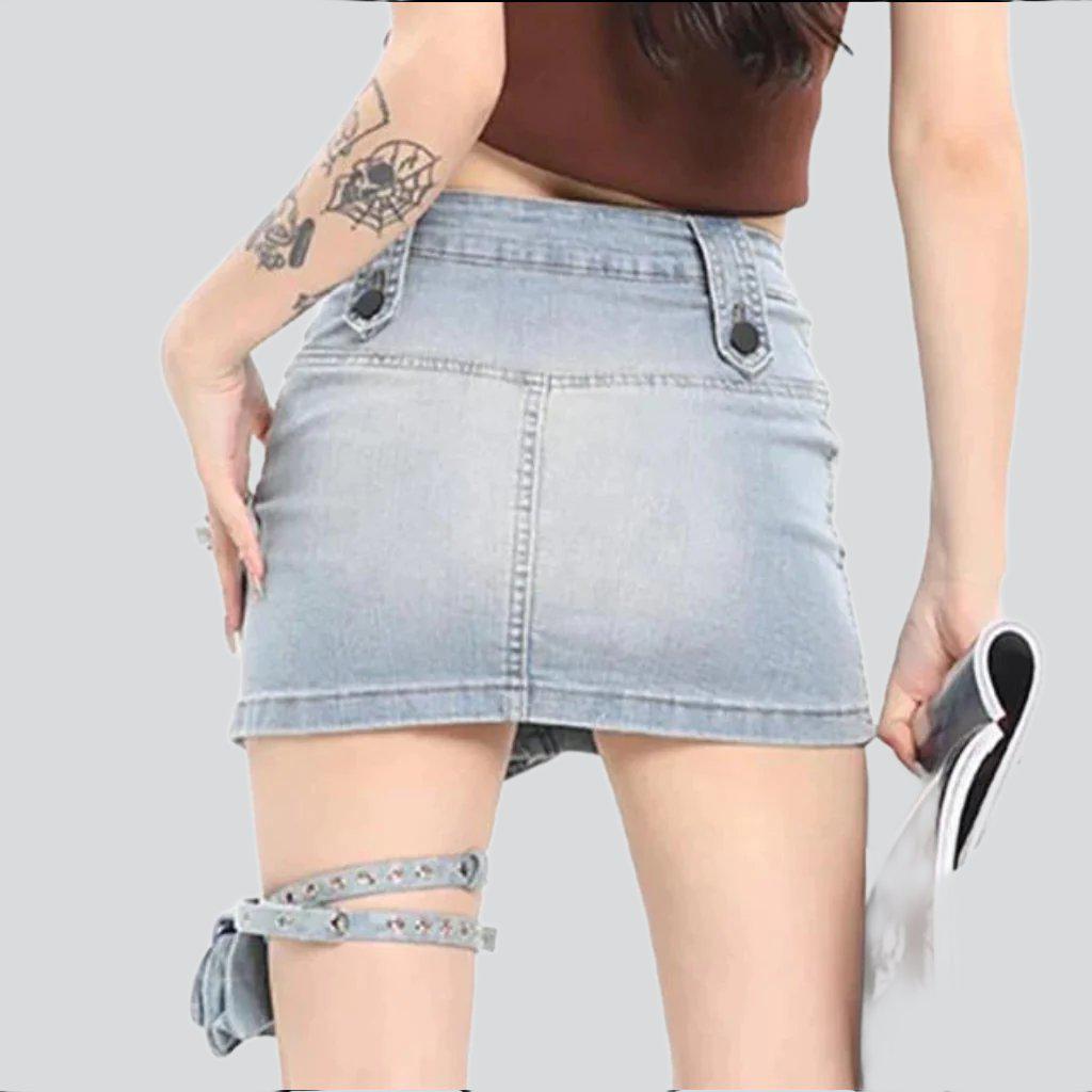 Zipper pocket urban denim skirt