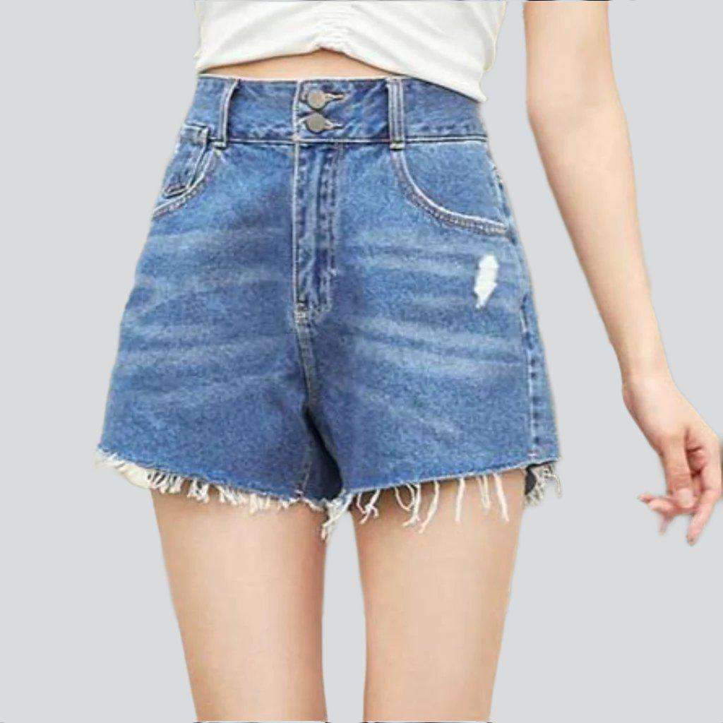 Weite, verkürzte Jeansshorts