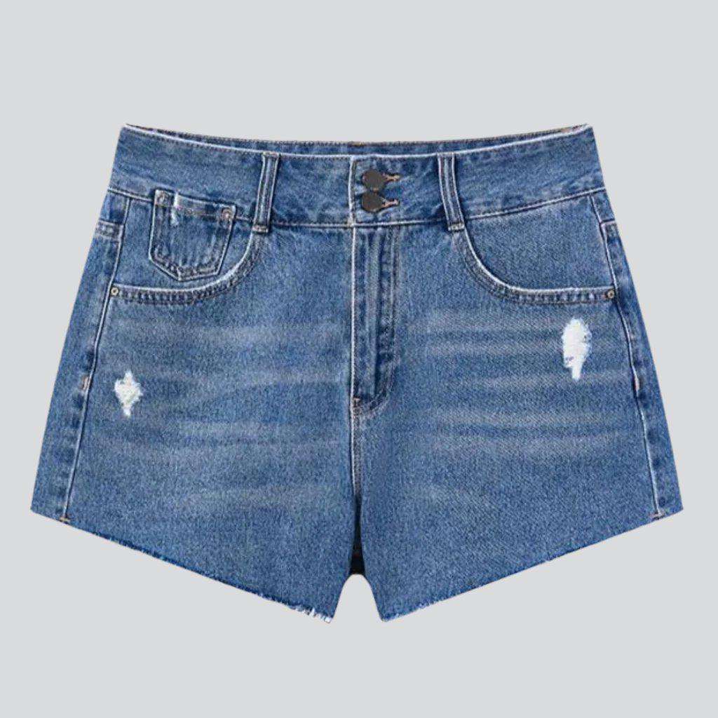 Weite, verkürzte Jeansshorts